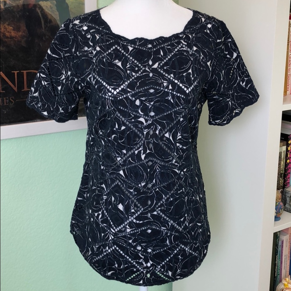 J. Crew Blue Eyelet Blouse